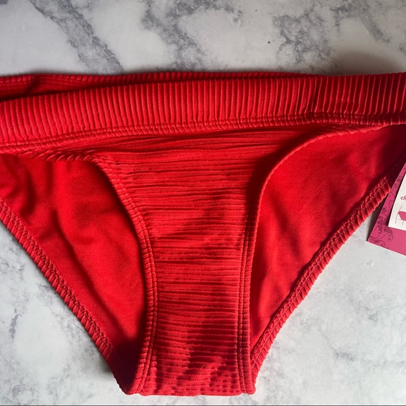 Xhilaration Cheeky Red Textured Ribbed Swim Bottoms - Picture 2 of 7